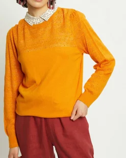 Pull Virginie motifs ajourés tournesol