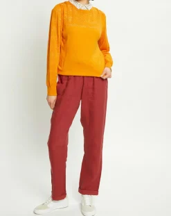 Pull Virginie motifs ajourés tournesol