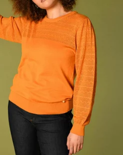 Pull Virginie motifs ajourés tournesol