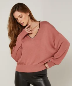 Pull Yolande en Laine mélangée bois de rose