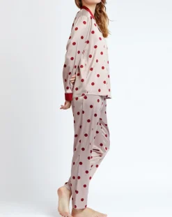 Pyjama Chemise & Pantalon Sienna rose/rouge