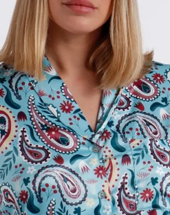 Pyjama Chemise & Pantalon Nadia bleu