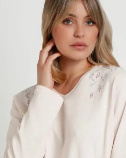 Pyjama col en V Essence of Life B beige