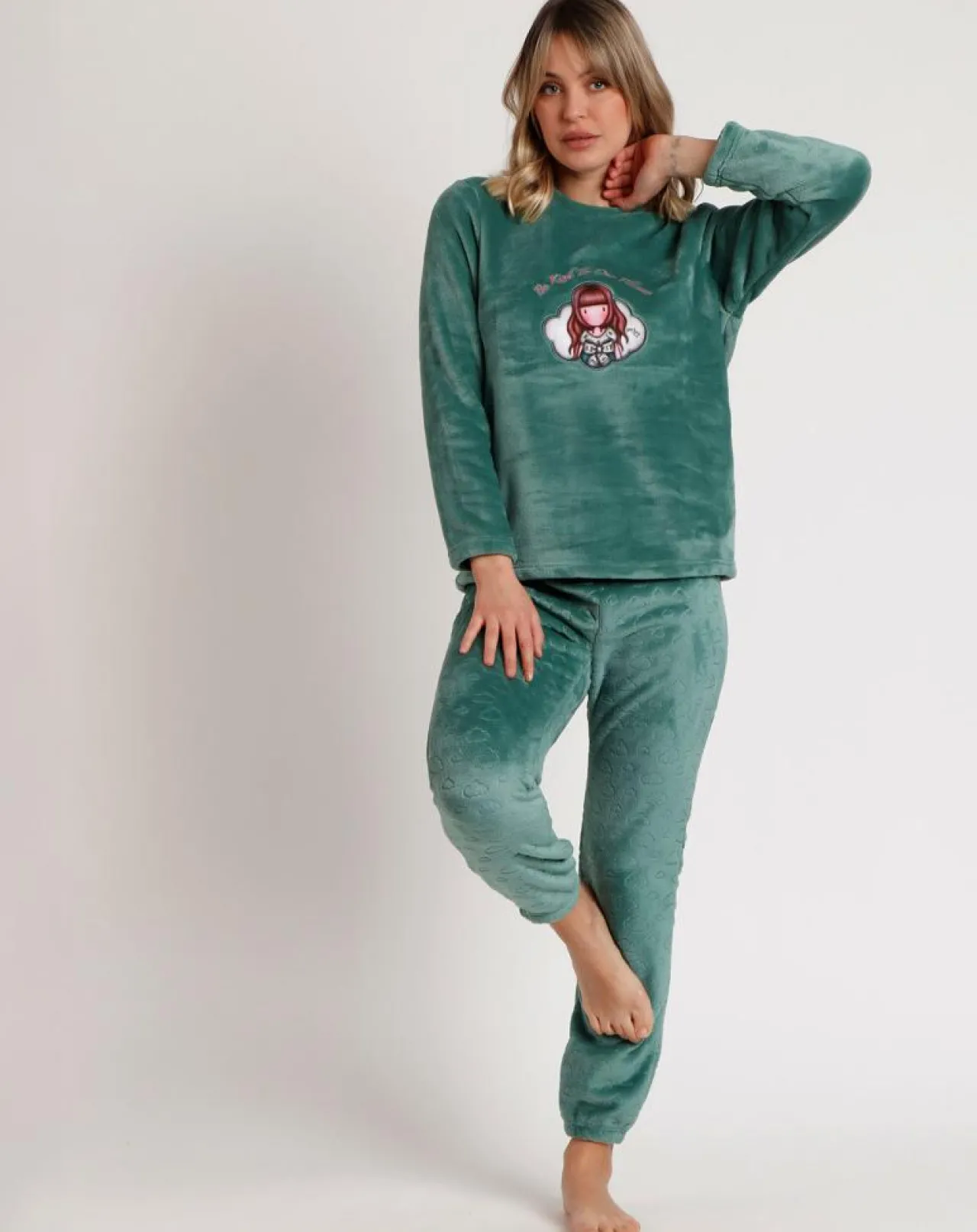 Pyjama corail Be Kind to the Planet B vert feuille