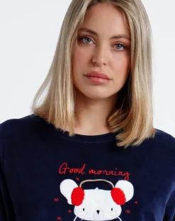 Pyjama en velours Good Morning Mouse bleu marine
