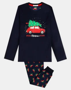 Pyjama haut à manches longues & pantalon bleu marine