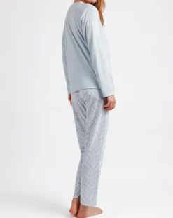 Pyjama Haut à manches longues & Pantalon Aria bleu ciel