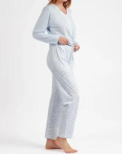 Pyjama Haut à manches longues & Pantalon Aria bleu ciel