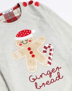 Pyjama haut à manches longues & pantalon gris/rouge