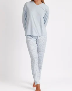 Pyjama Haut à manches longues & Pantalon Meera bleu ciel