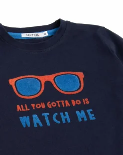 Pyjama Haut manches longues & Pantalon Akio bleu marine