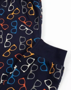 Pyjama Haut manches longues & Pantalon Akio bleu marine