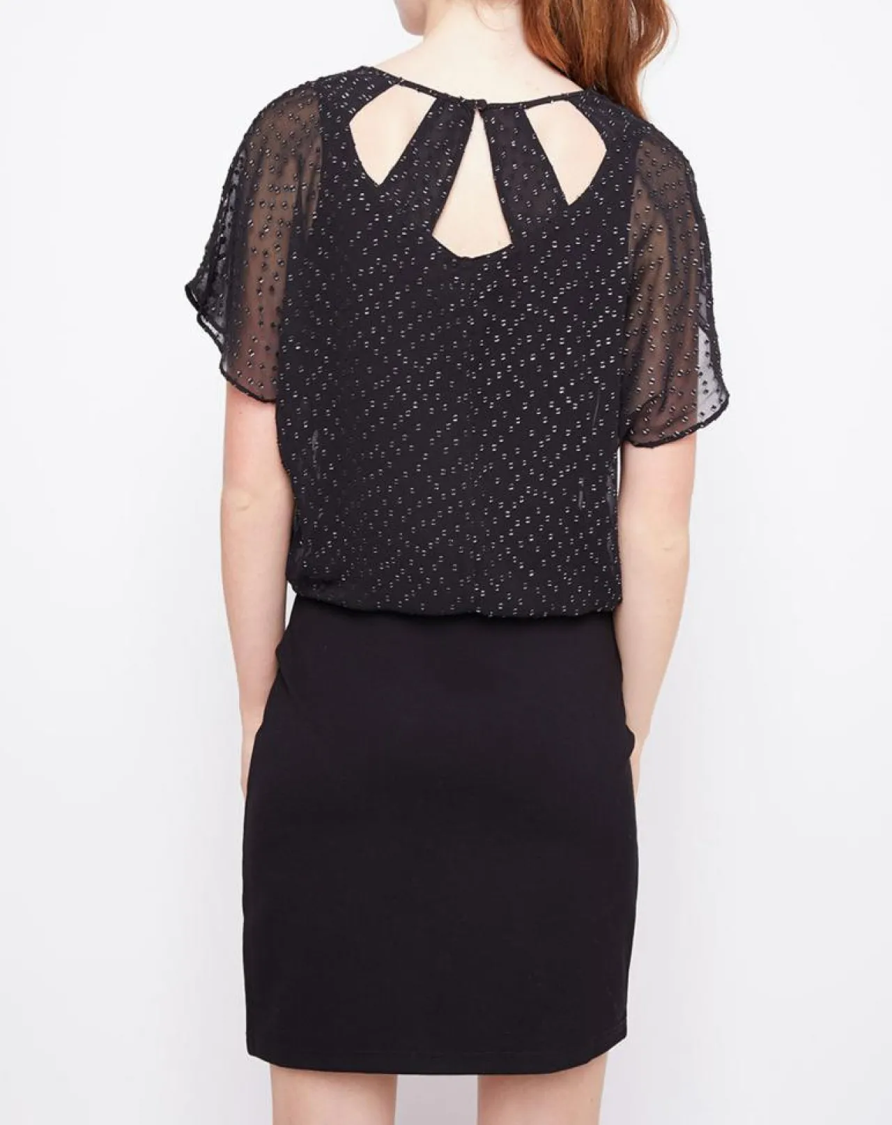 Robe 2 en 1 Plumetis argenté/noir