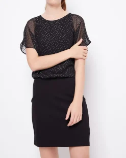 Robe 2 en 1 Plumetis argenté/noir