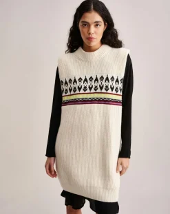 Robe 100% Laine Aiqe jacquard écrue