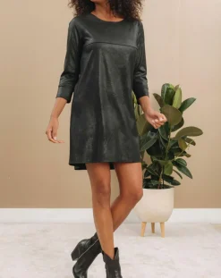 Robe peau de pêche Tasha noire