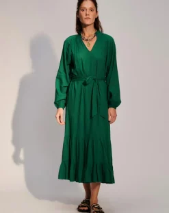 Robe à volants Olivia verte