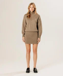 Robe Aliette ajourée 100% laine beige