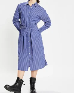 Robe Alix rayée blanc/bleu