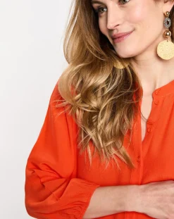 Robe babydoll à volant orange vif