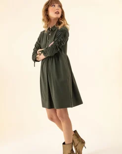 Robe Billy kaki rayure dorée