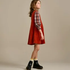 Robe chasuble en Velours côtelé Flo brique