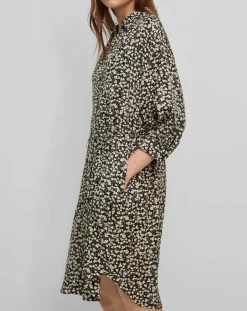 Robe Chemise ceinturé à fleurs noir/écru