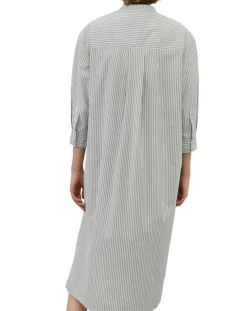 Robe Chemise Col Mao Rayée Kl gris/blanc