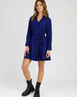 Robe chemise courte Mira bleu électrique