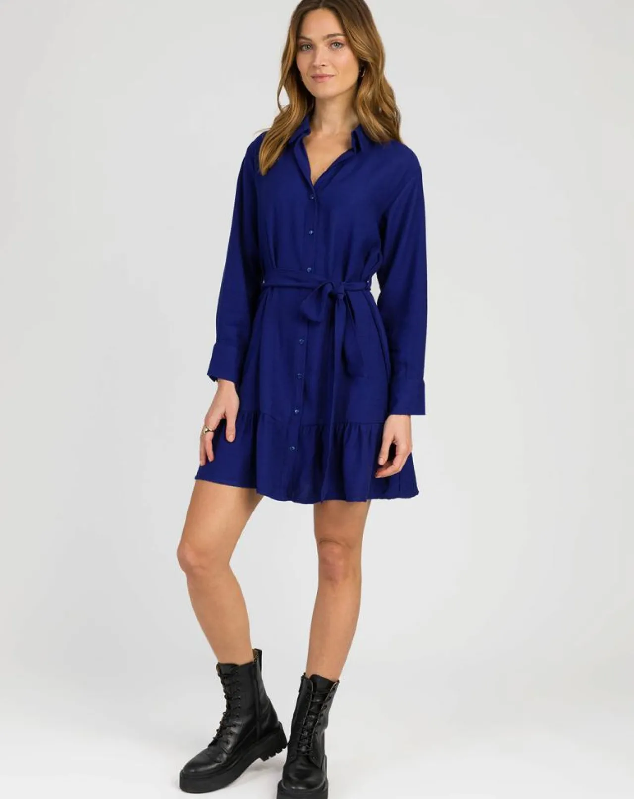 Robe chemise courte Mira bleu électrique