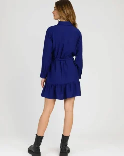 Robe chemise courte Mira bleu électrique