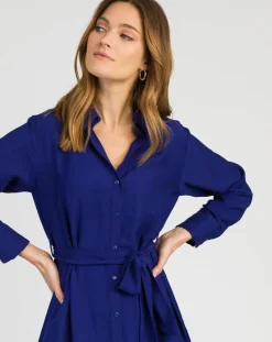 Robe chemise courte Mira bleu électrique