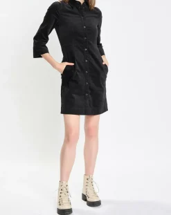 Robe Chemise en Velours lisse noire