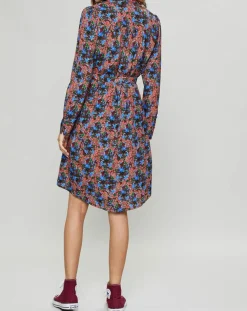 Robe Cidjie imprimée bleu/marron