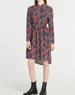 Robe Cidjie imprimée bleu/marron