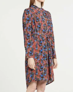 Robe Cidjie imprimée bleu/marron