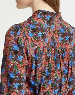 Robe Cidjie imprimée bleu/marron