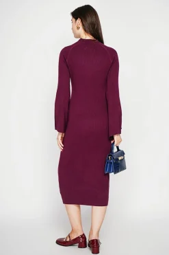 Robe col montant bordeaux