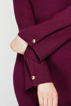 Robe col montant bordeaux