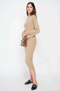 Robe col montant camel