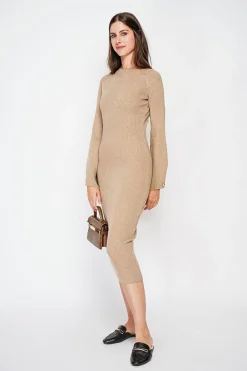 Robe col montant camel