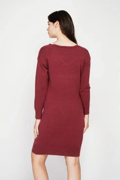 Robe col perle bordeaux