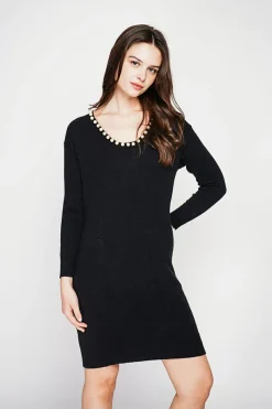 Robe col perle noir