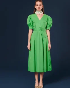 Robe Coton Biologique en popeline verte