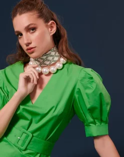 Robe Coton Biologique en popeline verte