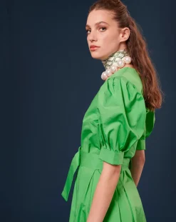 Robe Coton Biologique en popeline verte