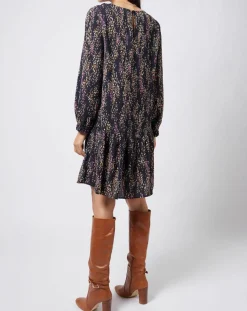 Robe courte à motif et découpe multicolore