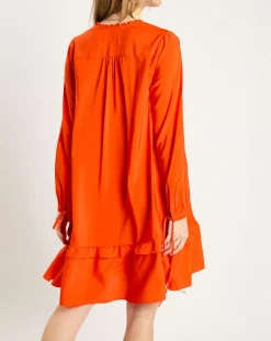Robe courte à volants rouge