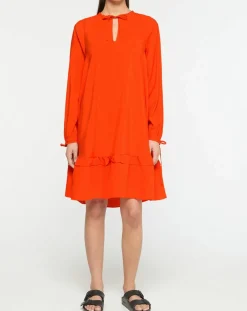 Robe courte à volants rouge