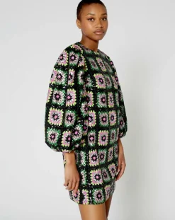 Robe courte Crochet Paillette noire